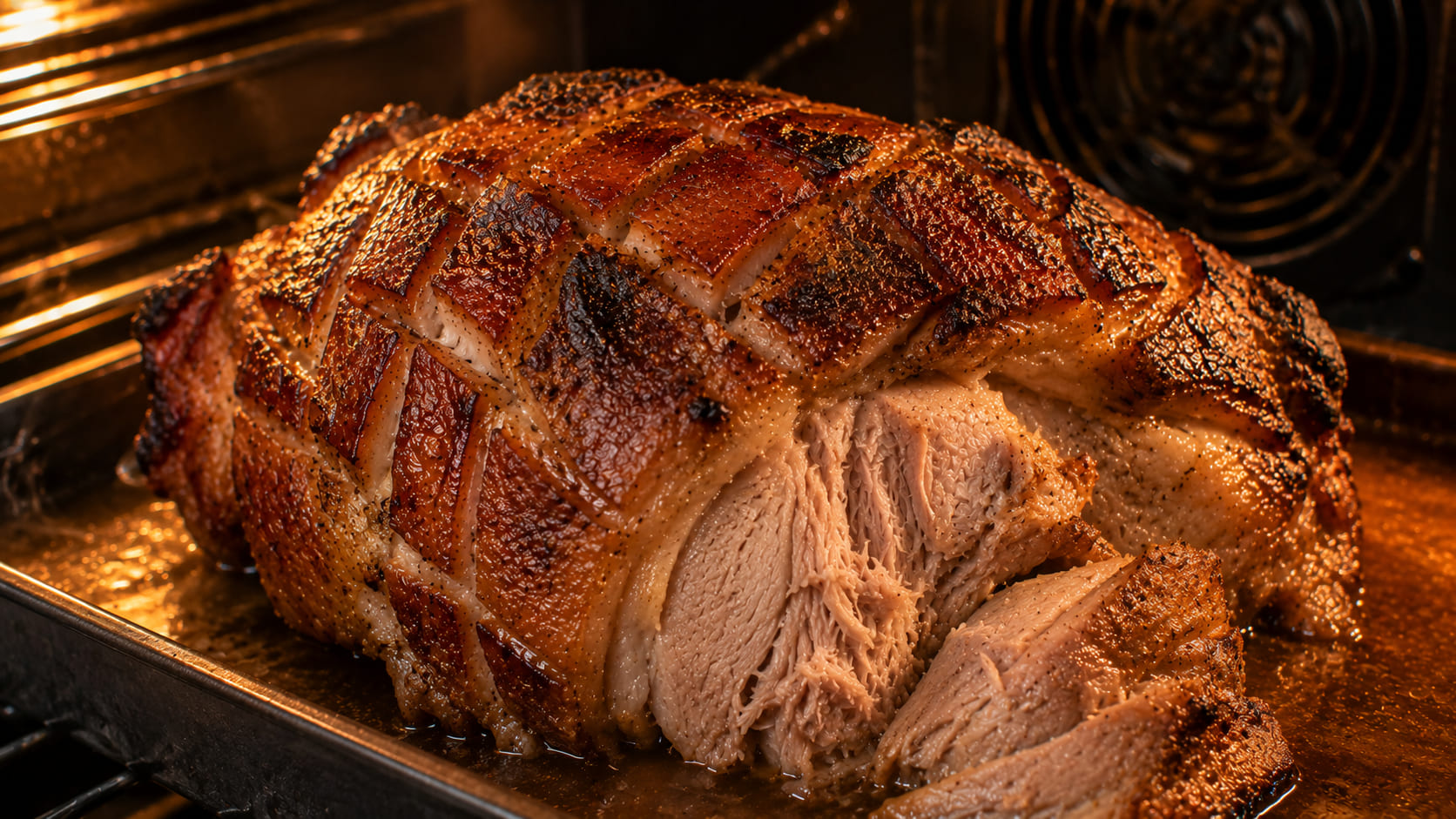 Pernil de cerdo navideño: la noche donde toda la casa huele igual Pernil venezolano dorándose en horno
